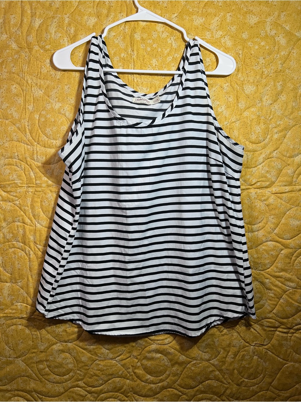 Faded Glory Black & White Striped Tank Top